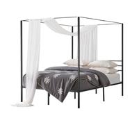 VEVOR Marco de Cama con Dosel de Tamaño Queen, Diseño de 4 Postes de Metal 2095 x 1530 x 1830 mm Soporte de Láminas de Acero Resistente Espacio de Almacenamiento Debajo, No Necesita Somier, Negro