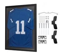 VEVOR Marco de Camisetas de Madera 60 x 80 x 2,5 cm, Vitrina para Camisetas Deportivas con Panel de Policarbonato con Protección UV, Expositor para Uniformes de Baloncesto, Fútbol, Béisbol, Negro