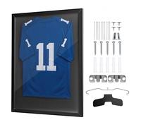 VEVOR Marco de Camisetas de Madera 70 x 90 x 3 cm, Vitrina para Camisetas Deportivas con Panel de Policarbonato con Protección UV, Expositor para Uniformes de Baloncesto, Fútbol, Béisbol, Negro