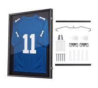 VEVOR Marco de Camisetas de Madera 70 x 90 x 4 cm, Vitrina para Camisetas Deportivas con Panel de Policarbonato con Protección UV, Expositor para Uniformes de Baloncesto, Fútbol, Béisbol, Negro