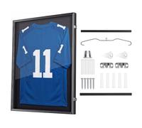 VEVOR Marco de Camisetas de Madera 70 x 90 x 4 cm, Vitrina para Camisetas Deportivas con Panel de Policarbonato con Protección UV, Expositor para Uniformes de Baloncesto, Fútbol, Béisbol, Negro