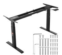 VEVOR Marco de Escritorio de Pie con Motor Dual Altura Ajustable 65-129 cm Patas Eléctricas para Escritorio Longitud de 110-178 cm Base de Estación de Trabajo para Hogar, Oficina, Solo Marco, Negro