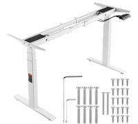 VEVOR Marco de Escritorio de Pie con Motor Dual Altura Ajustable 65-129 cm Patas Eléctricas para Escritorio Longitud de 110-178 cm Base de Estación de Trabajo para Hogar, Oficina, Solo Marco, Blanco