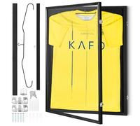 VEVOR Marco de Exhibición Jersey 610 x 812 x 40 mm, Vitrina Negra de Camiseta Deportiva con Cerradura 98% de Protección UV Vidrio de PC y Perchas, para Camisetas de Béisbol, Baloncesto, Fútbol y Más
