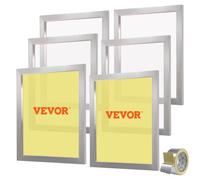 VEVOR Marco de Pantalla de Seda 6 Piezas Marcos de Serigrafía de Aleación de Aluminio 25,4x35,6cm Kit de Serigrafía con Malla 110 de Poliéster Reutilizable Limpieza Fácil Accesorios de Serigrafía Tela