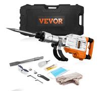 VEVOR Martillo de Demolición 3500W 60J 1900BPM Martillo Eléctrico con Cable 1-1/8" con 2 Cinceles Reemplazables Mango Giratorio 360° Rompe Hormigón Antivibración para Cincelar Construcción Fontanería