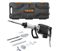 VEVOR Martillo Demoledor Eléctrico 2800 W 1200 BPM, con Cincel Puntiagudo y Plano, Estuche de Transporte, Guantes y Gafas de Seguridad, para Paredes de Hormigón, Ladrillos, Azulejos y Cimientos