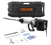 VEVOR Martillo Demoledor Eléctrico de 3000 W, 1700 BPM, con Cincel Puntiagudo, Estuche de Transporte, Guantes y Gafas de Seguridad, para Paredes Hormigón, Ladrillos, Azulejos y Cimientos, Negro