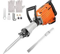 VEVOR Martillo demoledor Martillo demoledor de hormigón 1200 BPM Martillo eléctrico para trabajos pesados 3 puntas de cincel con guantes y empuñadura delantera giratoria de 360° para cavar