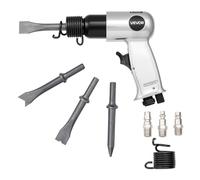 VEVOR Martillo Neumático de 4500 BPM Carrera de 40 mm con 4 Cinceles de Barril Largo de 140 mm Vástago Redondo Martillo de Cincel de Aire Herramienta de Pala Neumática para Cortar, Raspar, Demoler