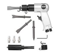 VEVOR Martillo Neumático de 4500 BPM Carrera de 40 mm con Raspador de Aguja 4 Cinceles de Barril Largo de 120 mm Martillo de Cincel de Aire Herramienta de Pala Neumática para Cortar, Raspar, Demoler