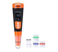 VEVOR Medidor de pH Digital, Probador Multifuncional de pH Conductividad TDS, a Prueba de Agua IP68, Pantalla VA, con Solución de Calibración, para Hidroponía Piscina Agua Potable Laboratorio Acuario