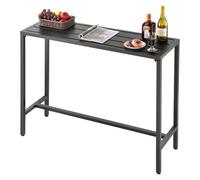 VEVOR Mesa Alta de Bar de Exterior, 1200 x 375 x 980 mm, Mesa de Comedor Rectangular con Tablero Impermeable y Estructura de Metal Resistente, Mueble de Jardín para Patio, Terraza, Piscina, Negro