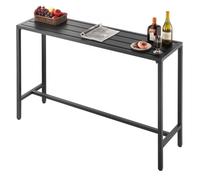 VEVOR Mesa Alta de Bar de Exterior, 1400 x 375 x 980 mm, Mesa de Comedor Rectangular con Tablero Impermeable y Estructura de Metal Resistente, Mueble de Jardín para Patio, Terraza, Piscina, Negro