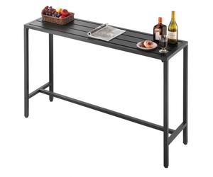 VEVOR Mesa Alta de Bar de Exterior, 1400 x 375 x 980 mm, Mesa de Comedor Rectangular con Tablero Impermeable y Estructura de Metal Resistente, Mueble de Jardín para Patio, Terraza, Piscina, Negro