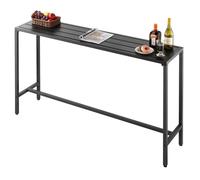 VEVOR Mesa Alta de Bar de Exterior, 1600 x 375 x 980 mm, Mesa de Comedor Rectangular con Tablero Impermeable y Estructura de Metal Resistente, Mueble de Jardín para Patio, Terraza, Piscina, Negro