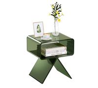 VEVOR Mesa Auxiliar de Acrílico 30 x 39,1 x 43 cm, Mesita de Noche con Estante Carga de 10 kg, Verde Transparente, Mesa de Centro Estable para Sala de Estar, Dormitorio, Salón, Decoración del Hogar