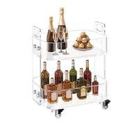 VEVOR Mesa Auxiliar de Acrílico con Ruedas 30,5 x 41,6 x 48 cm, Carro de Acrílico de 2 Niveles Transparente, Mesa de Centro con Estante de Almacenamiento para Salón, Dormitorio, Bar, Oficina