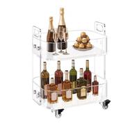 VEVOR Mesa Auxiliar de Acrílico con Ruedas 30,5 x 41,6 x 48 cm, Carro de Acrílico de 2 Niveles Transparente, Mesa de Centro con Estante de Almacenamiento para Salón, Dormitorio, Bar, Oficina