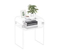 VEVOR Mesa Auxiliar de Acrílico Transparente 30 x 40 x 50 cm, Mesita de Noche de 2 Niveles con Estante, Mesa de Centro Rectangular Estable para Sala de Estar, Dormitorio, Comedor, Oficina, Salón