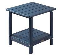 VEVOR Mesa Auxiliar de Exterior de HDPE 45 x 38 x 44 cm, Mesita Baja de Jardín de 2 Niveles, Mesa de Centro Multiuso Robusto y Estable para Terraza, Piscina, Playa, Porche, Interior, Exterior, Azul