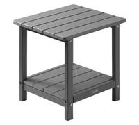 VEVOR Mesa Auxiliar de Exterior de HDPE 45 x 38 x 44 cm, Mesita Baja de Jardín de 2 Niveles, Mesa de Centro Multiuso Robusto y Estable para Terraza, Piscina, Playa, Porche, Interior, Exterior, Gris