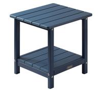 VEVOR Mesa Auxiliar de Exterior de HDPE 45 x 38 x 44 cm, Mesita Baja de Jardín de 2 Niveles, Mesa de Centro Multiuso Robusto y Estable para Terraza, Piscina, Playa, Porche, Interior, Exterior, Azul