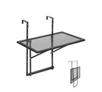 VEVOR Mesa Colgante para Balcón Mesa de Barandilla de Metal Plegable 610 x 530 x 590 mm para Balcón al Aire Libre, Ajustable en 5 Niveles, se Adapta a Barandillas de 1-4,72 Pulgadas, Color Negro