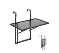 VEVOR Mesa Colgante para Balcón Mesa de Barandilla de Metal Plegable 610 x 530 x 590 mm para Balcón al Aire Libre, Ajustable en 5 Niveles, se Adapta a Barandillas de 1-4,72", Mesa para Patio y Terraza