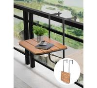 VEVOR Mesa Colgante para Balcón, Mesa Plegable con Barandilla para Balcón de 595 x 620 x 800 mm, Ajustable en 4 Niveles, se Adapta a Barandillas de 1-8,27", Mesa de Servicio para Patio y Terraza