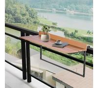 VEVOR Mesa Colgante para Balcón, Mesa Plegable para Balcón al Aire Libre de 1000 x 485 x 480 mm con Barandillas, Ajustable en 5 Niveles, se Adapta a Barandillas de 1-5,31 Pulgadas, Marrón y Negro