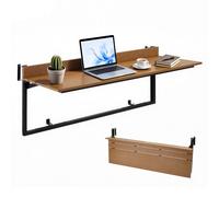 VEVOR Mesa Colgante Plegable de Balcón 1200 x 370 mm Mesa Auxiliar Jardín | para Exterior Patio Terraza, para Barandillas de 35-60 mm, Carga 27 kg, 5 Alturas Ajustables, Compuesto de Madera y Plástico