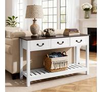 VEVOR Mesa Consola/Mesa Auxiliar Rectangular Estrecha, con Cajones y Compartimento de Almacenamiento, para Recibidor, Dormitorio, Salón, Vestíbulo o Recibidor, 120 x 30 x 80 cm, Marrón y Blanco