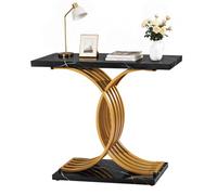 VEVOR Mesa Consola Moderna, Mesa Auxiliar Rectangular para Colocar Detrás del Sofá, 100 x 30 x 81 cm, Fabricada en MDF y Tubos de Acero, para Recibidor, Dormitorio, Sala de Estar, Negro y Dorado