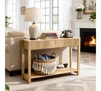 VEVOR Mesa Consola Rectangular Estrecha, con Cajones y Compartimento de Almacenamiento, MDF y Aglomerado, para Recibidor, Dormitorio, Salón, Vestíbulo o Recibidor, 120 x 30 x 80 cm, Madera Natural