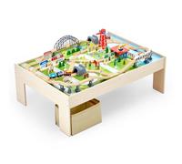 VEVOR Mesa de Actividad de Tren 120 Piezas de Madera 120 x 85 x 41 cm Mesa de Juegos de Tren Circuito de Ferroviarias Juguetes Creativos con Contenedor de Almacenamiento para Facilitar Organización