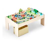 VEVOR Mesa de Actividad de Tren 84 Piezas de Madera 97 x 62 x 39 cm Mesa de Juegos de Tren Circuito de Ferroviarias Juguetes Creativos con Contenedor de Almacenamiento para Facilitar Organización