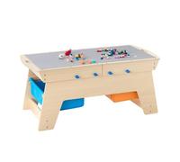 VEVOR Mesa de Actividades para Niños, Mesa de Juego Multifuncional de Madera 905 x 497 x 393 mm con 200 Bloques de Construcción, 3 Compartimentos y Bandeja 2 en 1 para Niños a Partir de 3 Años