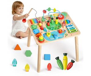 VEVOR Mesa de Actividades Montessori 13 en 1 de Madera, Mesa de Aprendizaje Sensorial con Xilófono, Engranajes, Motricidad Fina, Juguetes Interactivos de Desarrollo, para Bebé Niños Más de 6 Meses