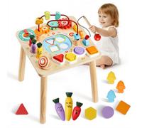 VEVOR Mesa de Actividades Montessori 8 en 1, Mesa de Aprendizaje Sensorial de Madera con Xilófono, Engranajes, Motricidad Fina, Juguetes Interactivos de Desarrollo, para Bebé Niños Más de 6 Meses