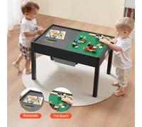 VEVOR Mesa de Actividades para Niños, Mesa de Juego Multifuncional de Madera 810 x 553 x 502 mm con Tablero de Bloques de Construcción de Doble Cara, 2 Compartimentos para Niños a Partir de 3 Años
