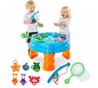 VEVOR Mesa de Agua con 9 Accesorios, Mesa de Juego Acuático para Niños, Mesa de Actividades Acuáticas de Verano con Juego de Pesca, Juguetes Sensoriales Acuáticos para Niños a Partir de 3 Años
