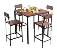 VEVOR Mesa de Bar Cuadrada con 4 Taburetes 90 x 90 x 91 cm, Juego de Mesa Alta para Comedor, Metálica Fuerte Duradera, Estilo Industrial Moderno, para Cocina, Salón, Bar Estrecho, Barra Alta, Desayuno