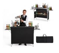 VEVOR Mesa de Bar Portátil 1100 x 385 x 885 mm, Estación de Bar Plegable, con Estantes de Almacenamiento Falda de Cierre de Contacto Bolsa de Transporte, Barra de Fiesta Móvil para Eventos Ferias