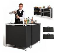 VEVOR Mesa de Bar Portátil, Paquete de 2 Unidades, 980 x 385 x 870 mm, Estación de Bar Móvil, con Faldas Estante de Almacenamiento Bolsa de Transporte, Barra de Fiesta Plegable para Eventos Ferias