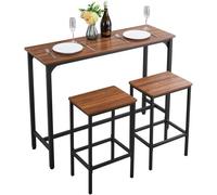 VEVOR Mesa de Bar Rectangular con 2 Taburetes 120 x 40 x 90 cm, Juego de Mesa Alta para Comedor, Metálica Fuerte Duradera, Estilo Industrial, para Cocina, Salón, Bar Estrecho, Barra Alta y Desayuno