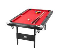 VEVOR Mesa de Billar 192x109x81 cm Kit de Billar Plegable y Portátil Set Completo de Accesorios con Bolas, Tacos, Tizas y Pincel Color Negro con Tela Roja para Sala de Juegos, Hogar, Club, Cafetería