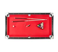 VEVOR Mesa de Billar 213,4x120x80,5 cm Kit de Billar Plegable y Portátil Set Completo de Accesorios con Bolas, Tacos, Tizas y Pincel Color Negro con Tela Roja para Sala de Juegos, Hogar, Club, Bar