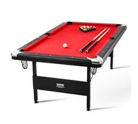 VEVOR Mesa de Billar 213,4x120x80,5 cm Kit de Billar Plegable y Portátil Set Completo de Accesorios con Bolas, Tacos, Tizas y Pincel Color Negro con Tela Roja para Sala de Juegos, Hogar, Club, Bar