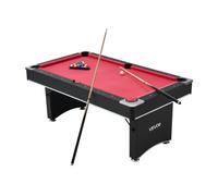 VEVOR Mesa de Billar Moderna, con Patas Ajustables, Juego Completo que Incluye Bolas, Tacos, Soporte, Tiza y Cepillo, a Salas de Juegos y Recreativas, Negro, con Paño Rojo, 1835 x 1047 x 770 mm